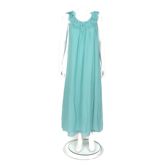 CAROL HANNAH Beautiful Silk Green Sleeveless Maxi Dress USA sz 4 /637 - Picture 1 of 7